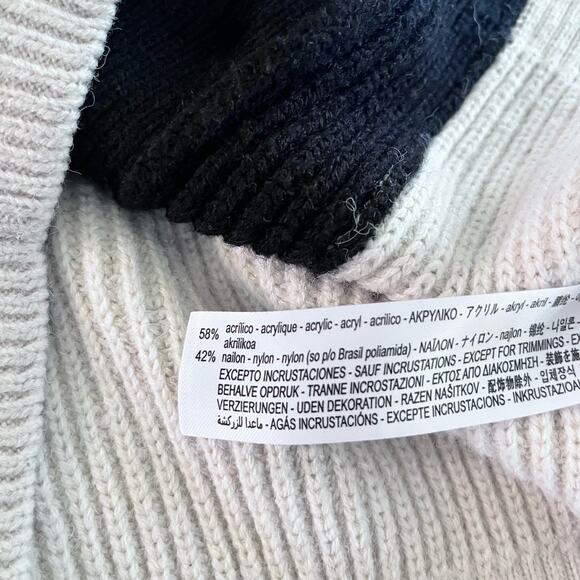 Zara Black White Ribbed Knit Collared Button Front Colorblock Cardigan Sweater S - Picture 10 of 10